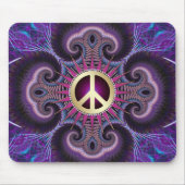Peace Sign Groovy Fractals Paars Mousepad Muismat (Voorkant)