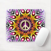 Peace Sign Groovy Paars roze Mousepad Muismat (Met muis)