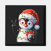 Peace Sign Hand Penguin Santa Christmas Penguin Pa Magneet (Voorkant)