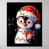 Peace Sign Hand Penguin Santa Christmas Penguin Pa Poster (Voorkant)