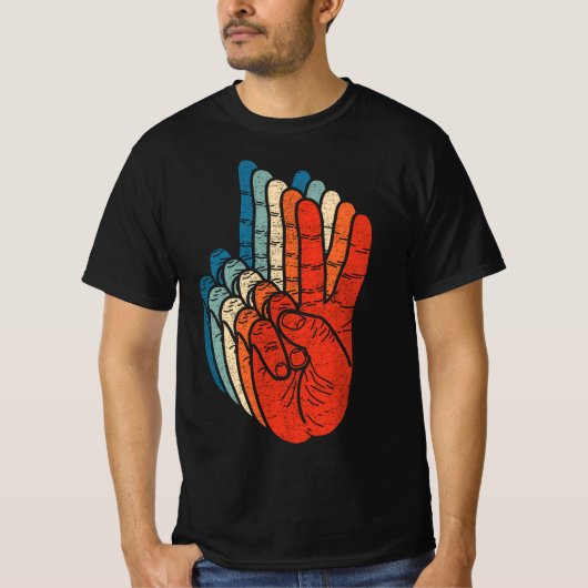 Peace Sign Hand Sign Language ASL Grunge Cool Hand T-shirt (Voorkant)