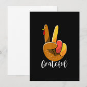 Peace Sign Hand Turkey Thanksgiving Grateful Women Kaart (Voorkant / Achterkant)