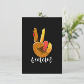 Peace Sign Hand Turkey Thanksgiving Grateful Women Kaart (Staand voorkant)