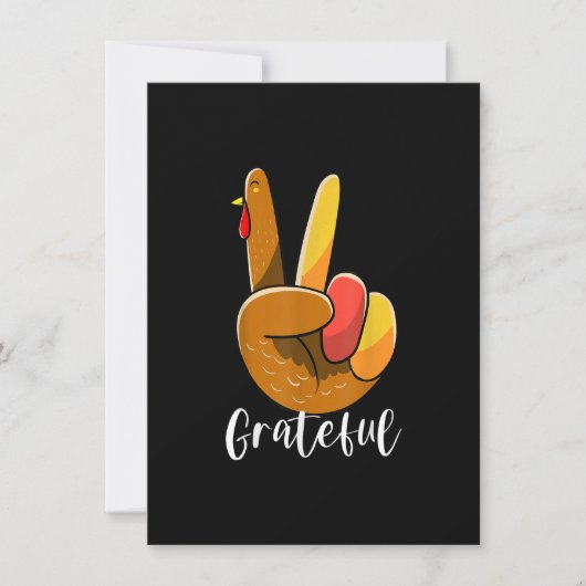 Peace Sign Hand Turkey Thanksgiving Grateful Women Kaart (Voorkant)