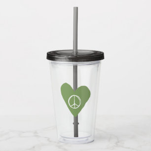Peace Sign Heart Acryl Drinkbeker