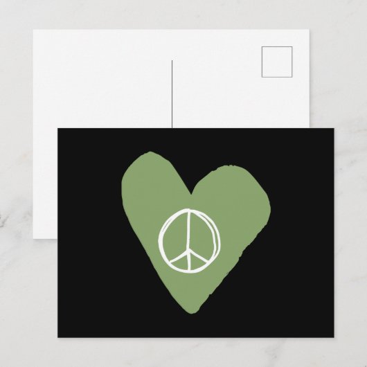 Peace Sign Heart Briefkaart (Voorkant / Achterkant)