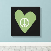 Peace Sign Heart Canvas Afdruk (Insitu (Houten vloer))