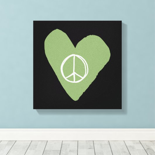 Peace Sign Heart Canvas Afdruk (Insitu (Houten vloer))