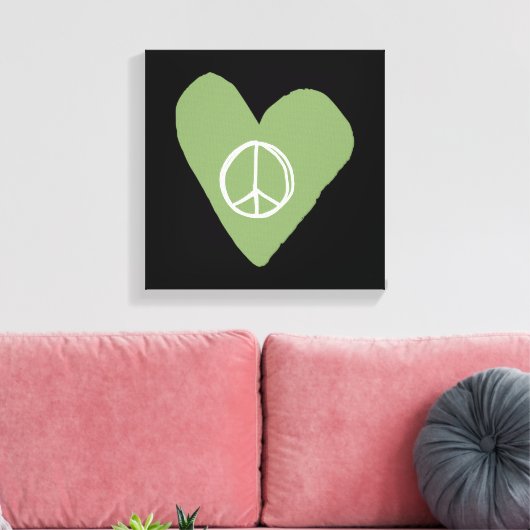 Peace Sign Heart Canvas Afdruk (Insitu (Woonkamer))