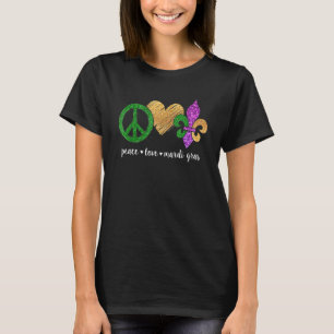 Peace Sign Heart Fleur de Lys Hippie Peace Love Ma T-shirt