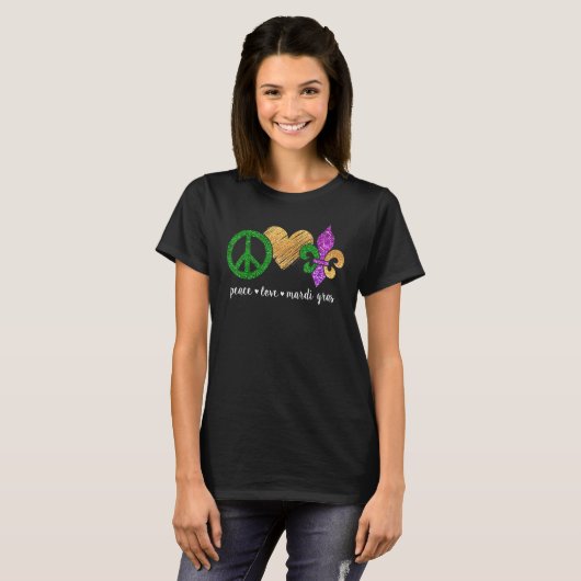Peace Sign Heart Fleur de Lys Hippie Peace Love Ma T-shirt (Voorkant volledig)