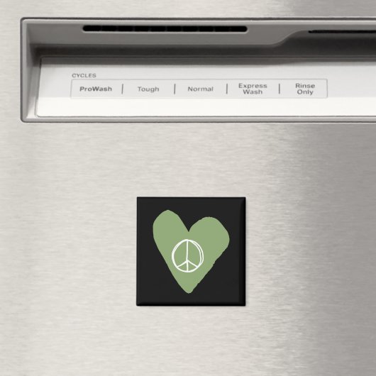 Peace Sign Heart Magneet (Insitu (Vaatwasser))