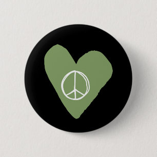 Peace Sign Heart Ronde Button 5,7 Cm