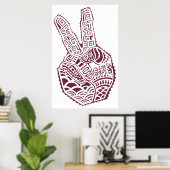 Peace Sign Henna Tat Hand Poster (Thuiskantoor)