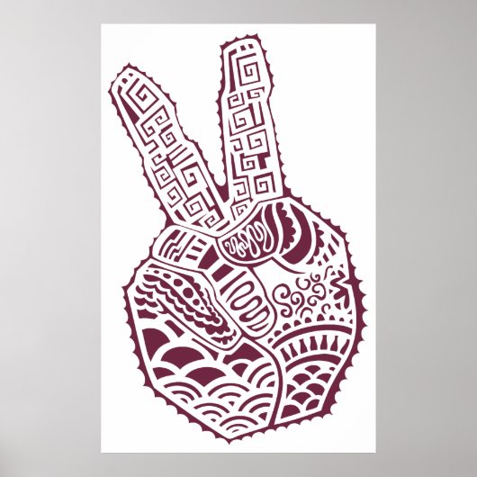 Peace Sign Henna Tat Hand Poster (Voorkant)