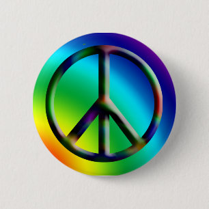 Peace Sign Hippie Button