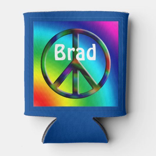 Peace Sign Hippie - Gepersonaliseerd Blikjeskoeler (Voorkant)