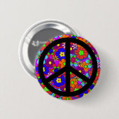 Peace Sign Hippy Flowers Retro Ronde Button 5,7 Cm (Voorkant /achterkant)
