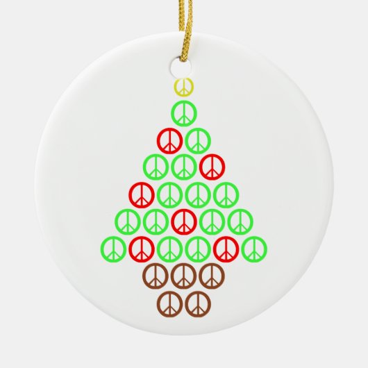 Peace Sign-kerstboom Keramisch Ornament (Voorkant)