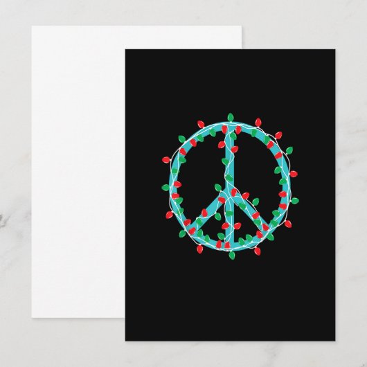 Peace Sign-kerstlampjes Hippie Hipster Xmas Kaart (Voorkant / Achterkant)