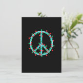 Peace Sign-kerstlampjes Hippie Hipster Xmas Kaart (Staand voorkant)