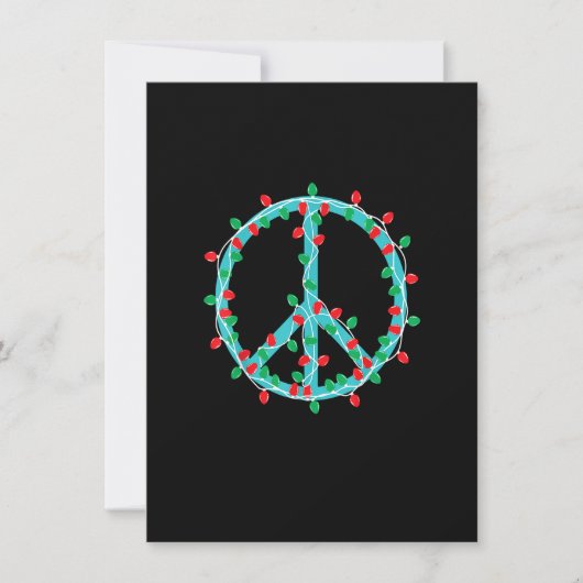 Peace Sign-kerstlampjes Hippie Hipster Xmas Kaart (Voorkant)