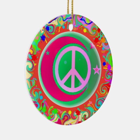 Peace Sign-kerstmis Keramisch Ornament (Rechts)