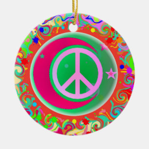 Peace Sign-kerstmis Keramisch Ornament
