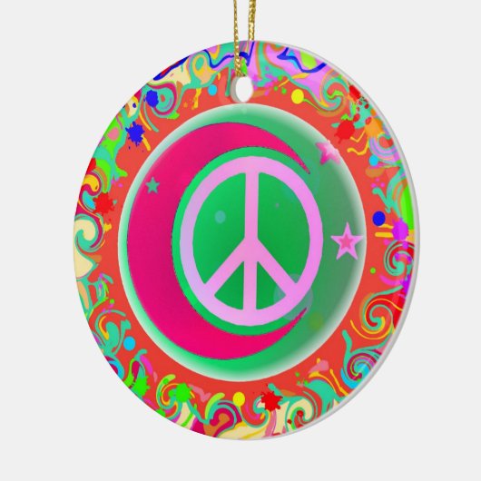 Peace Sign-kerstmis Keramisch Ornament (Links)