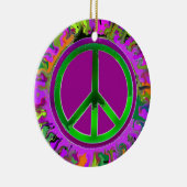 Peace Sign-kerstmis Keramisch Ornament (Rechts)