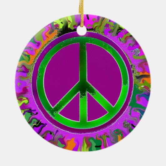 Peace Sign-kerstmis Keramisch Ornament (Achterkant)