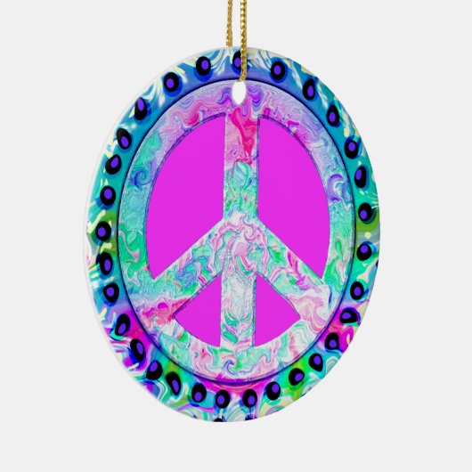 Peace Sign-kerstmis Keramisch Ornament (Rechts)