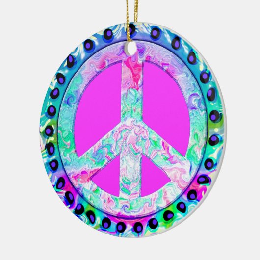 Peace Sign-kerstmis Keramisch Ornament (Links)