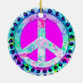 Peace Sign-kerstmis Keramisch Ornament (Achterkant)