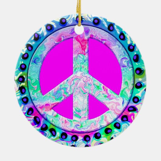 Peace Sign-kerstmis Keramisch Ornament (Achterkant)