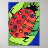 Peace Sign Ladybug Mini Folk Art Poster (Voorkant)
