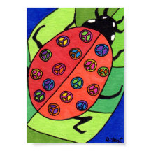 Peace Sign Ladybug Mini Folk Art