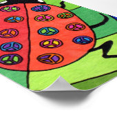 Peace Sign Ladybug Mini Folk Art Poster (Hoek)