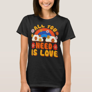 Peace Sign Love 1960 s 1970 Tie Dye Groovy Hippie T-shirt