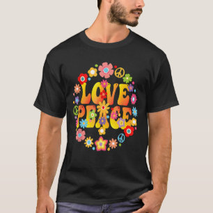 Peace Sign Love 1960 s 1970 Tie Dye Groovy Hippie T-shirt