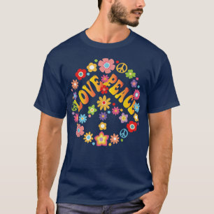 Peace Sign Love 1960 s 1970 Tie Dye Groovy Hippie T-shirt