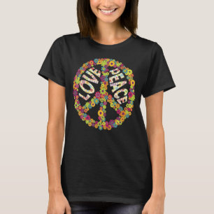 Peace Sign Love 1960 s 1970 Tie Dye Groovy Hippie T-shirt