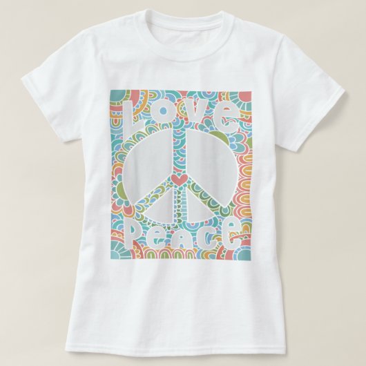 PEACE SIGN LOVE 1960s 1970s Shirt Tie Dye Groovy H (Design voorkant)