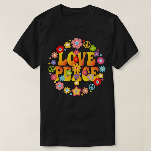 PEACE SIGN LOVE 1960s Tie Dye Groovy Hippie T-shirt (Design voorkant)