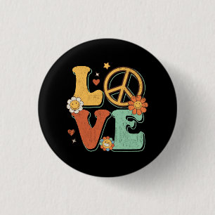 Peace Sign Love 60s 70s Costume Groovy Hippie Them Ronde Button 3,2 Cm