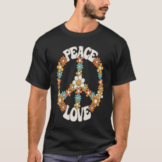Peace Sign Love 60s 70s Costume Groovy Hippie Them T-shirt