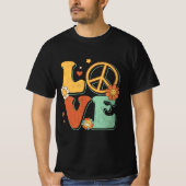Peace Sign Love 60s 70s Costume Groovy Hippie Them T-shirt (Voorkant)