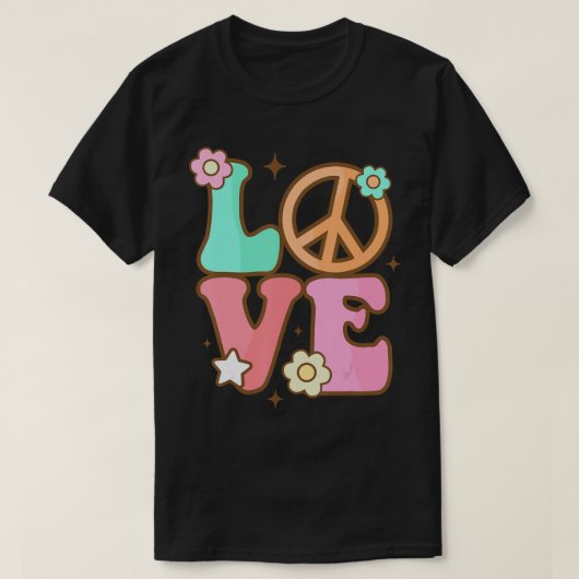 Peace Sign Love 60s 70s Costume Groovy Hippie Them T-shirt (Design voorkant)