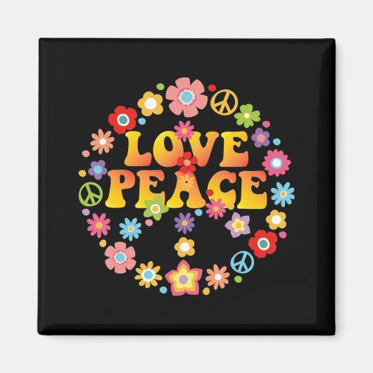 PEACE SIGN LOVE 60s 70s Stropdas Die Hippie Costum Magneet (Voorkant)