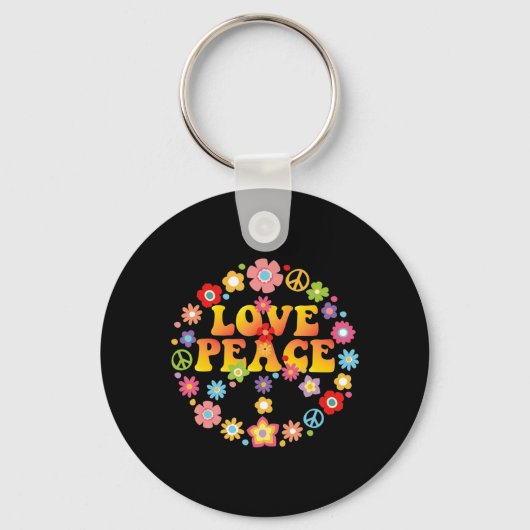 PEACE SIGN LOVE 60s 70s Stropdas Die Hippie Costum Sleutelhanger (Voorkant)